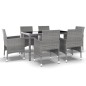 vidaXL Set de comedor de jardín 7 pzas ratán sintético vidrio gris vidaXL Set de comedor de jardín 7 pzas ratán sintético vidrio gris
