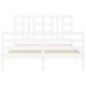 vidaXL Estructura de cama con cabecero madera maciza blanco 140x190 cm vidaXL Estructura de cama con cabecero madera maciza blanco 140x190 cm