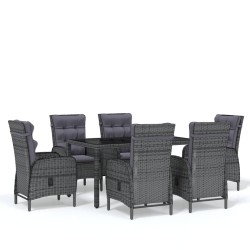 vidaXL Juego de comedor para jardín 7 piezas ratán sintético gris