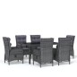 vidaXL Juego de comedor para jardín 7 piezas ratán sintético gris vidaXL Juego de comedor para jardín 7 piezas ratán sintético gris