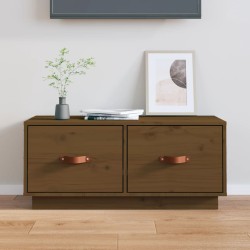 vidaXL Mueble de TV madera maciza de pino marrón miel 80x34x35 cm