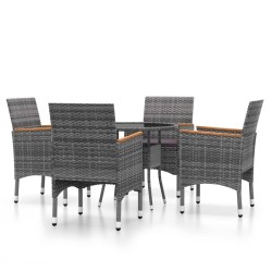 vidaXL Juego de comedor de jardín 5 piezas ratán sintético gris
