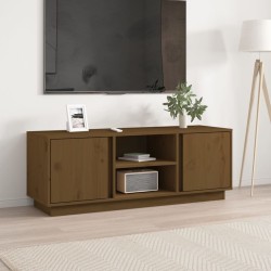 vidaXL Mueble de TV madera maciza de pino marrón miel 110x35x40,5 cm