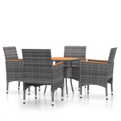 vidaXL Juego de comedor de jardín 5 piezas ratán sintético gris