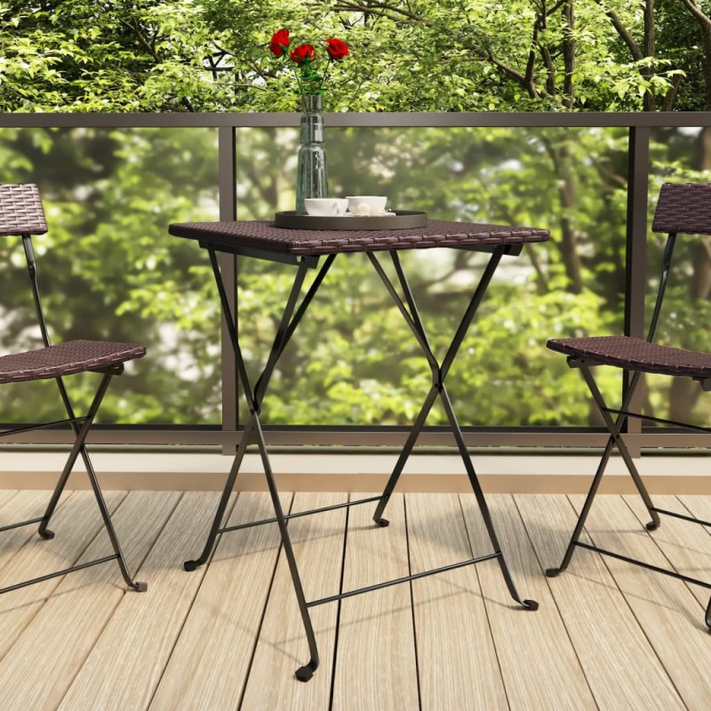 vidaXL Mesa bistró plegable marrón ratán sintético 55x54x71 cm vidaXL Mesa bistró plegable marrón ratán sintético 55x54x71 cm