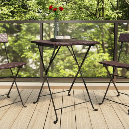 vidaXL Mesa bistró plegable marrón ratán sintético 55x54x71 cm