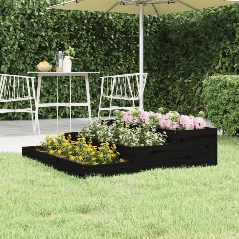 vidaXL Jardinera madera maciza de pino negro 107x107x27 cm vidaXL Jardinera madera maciza de pino negro 107x107x27 cm
