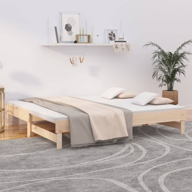 vidaXL Sofá cama extraíble madera maciza de pino 2x(90x190) cm vidaXL Sofá cama extraíble madera maciza de pino 2x(90x190) cm
