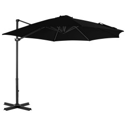 vidaXL Sombrilla voladiza con poste de aluminio negro 300 cm 
