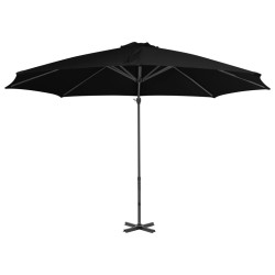 vidaXL Sombrilla voladiza con poste de aluminio negro 300 cm 