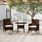 vidaXL Juego comedor jardín 3 pzas ratán sintético marrón