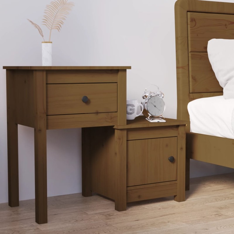 vidaXL Mesita de noche madera maciza pino marrón miel 79,5x38x65,5 cm vidaXL Mesita de noche madera maciza pino marrón miel 79,5x38x65,5 cm