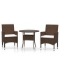 vidaXL Juego comedor jardín 3 pzas ratán sintético marrón