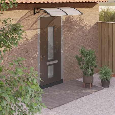 vidaXL Marquesina puerta policarbonato negro y transparente 150x80 cm