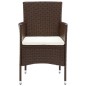 vidaXL Juego comedor jardín 3 pzas ratán sintético marrón