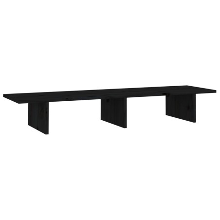 vidaXL Soporte para monitor madera maciza de pino negro 100x27x15 cm