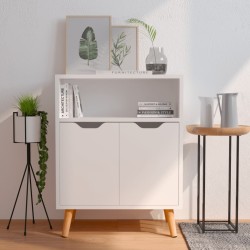 vidaXL Aparador de madera de ingeniería blanco brillo 60x30x72 cm
