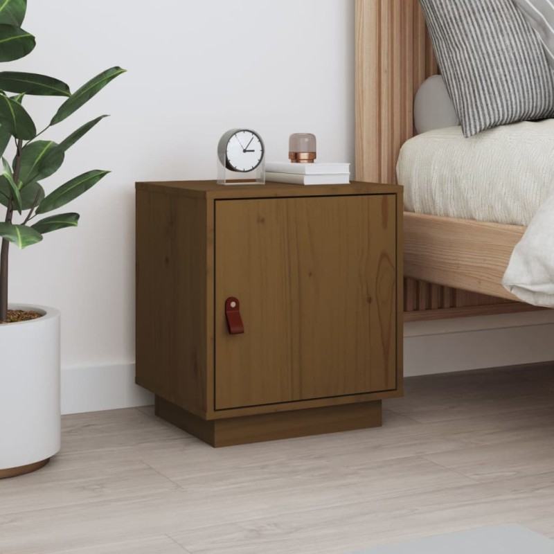vidaXL Mesita de noche madera maciza de pino marrón miel 40x34x45 cm vidaXL Mesita de noche madera maciza de pino marrón miel 40x34x45 cm