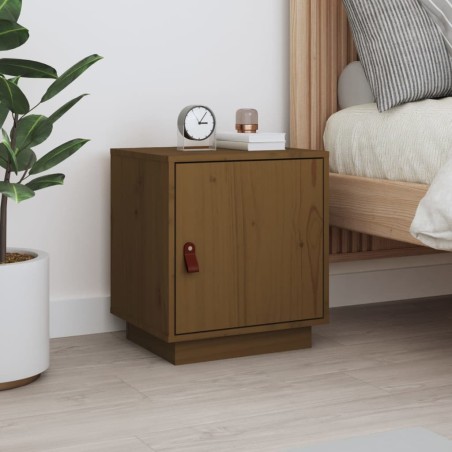 vidaXL Mesita de noche madera maciza de pino marrón miel 40x34x45 cm