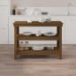 vidaXL Banco de trabajo madera maciza pino marrón miel 110,5x50x80 cm vidaXL Banco de trabajo madera maciza pino marrón miel 110,5x50x80 cm