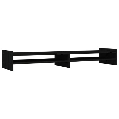 vidaXL Soporte para monitor madera maciza de pino negro 100x27x15 cm