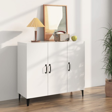 vidaXL Aparador de madera de ingeniería blanco brillo 90x34x80 cm