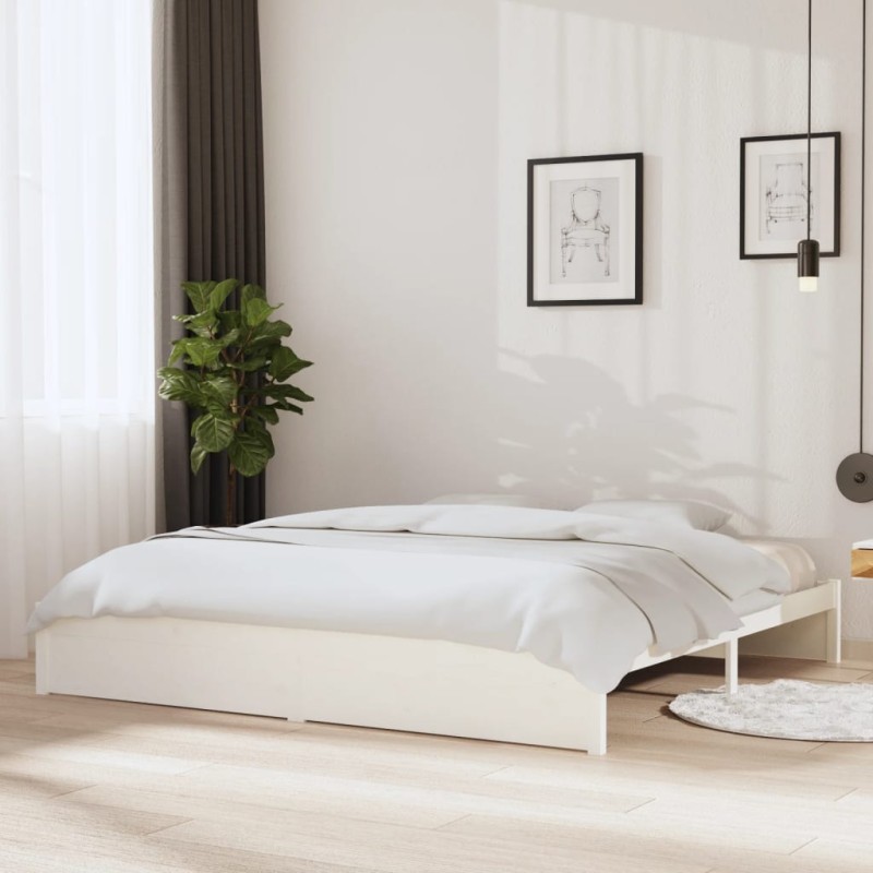 vidaXL Estructura de cama madera maciza blanco 200x200 cm vidaXL Estructura de cama madera maciza blanco 200x200 cm