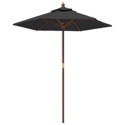 vidaXL Sombrilla de jardín con poste de madera negro 196x231 cm
