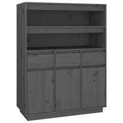 vidaXL Aparador alto de madera maciza de pino gris 89x40x116,5 cm