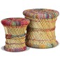 vidaXL Taburetes de bambú 2 unidades con detalles chindi vidaXL Taburetes de bambú 2 unidades con detalles chindi