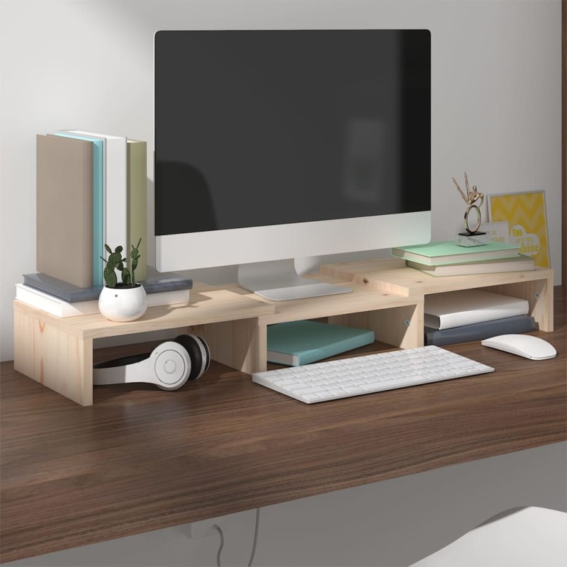 vidaXL Soporte para monitor madera maciza de pino 60x24x10,5 cm vidaXL Soporte para monitor madera maciza de pino 60x24x10,5 cm
