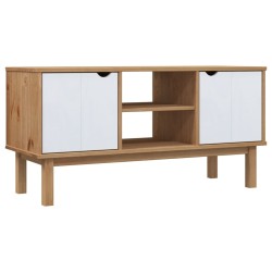vidaXL Mueble TV OTTA madera maciza pino marrón blanco 113,5x43x57 cm