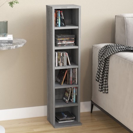 vidaXL Estantería para CD madera contrachapada gris Sonoma 21x20x88 cm