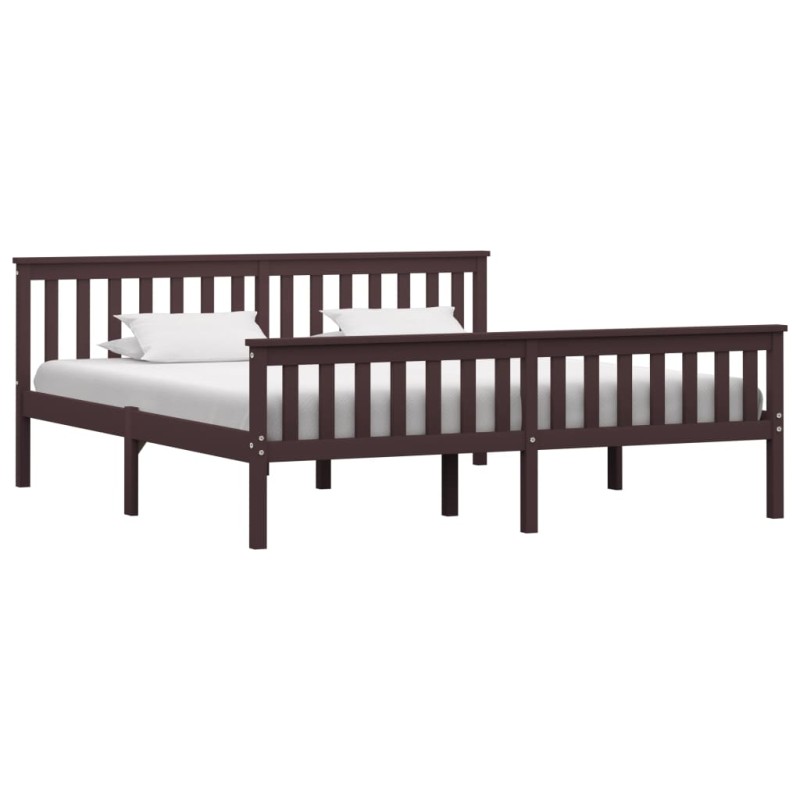 vidaXL Estructura de cama madera maciza pino marrón oscuro 180x200 cm vidaXL Estructura de cama madera maciza pino marrón oscuro 180x200 cm