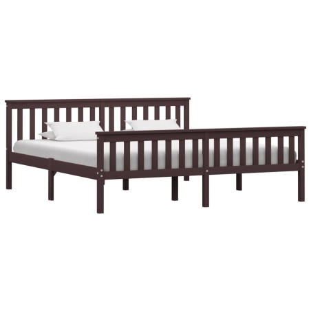 vidaXL Estructura de cama madera maciza pino marrón oscuro 180x200 cm 