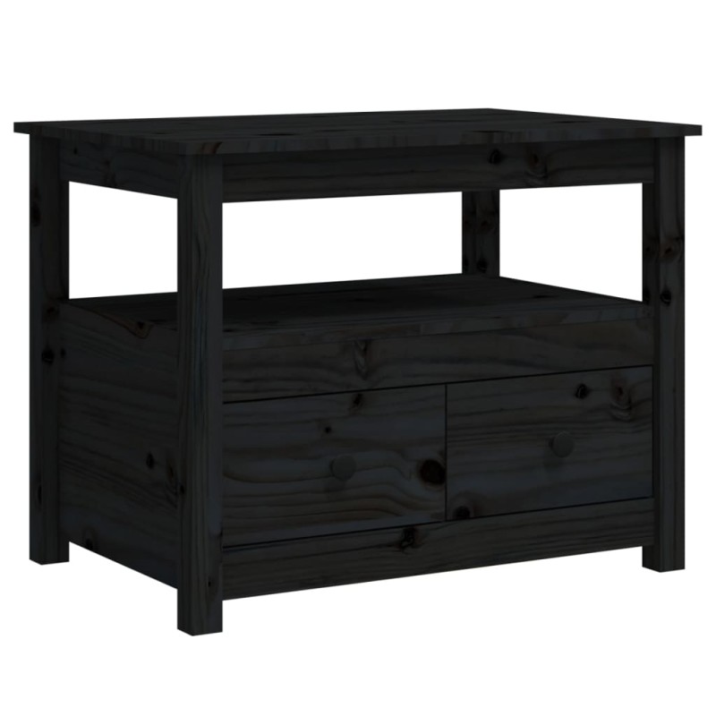 vidaXL Mesa de centro de madera maciza de pino negro 71x49x55 cm vidaXL Mesa de centro de madera maciza de pino negro 71x49x55 cm