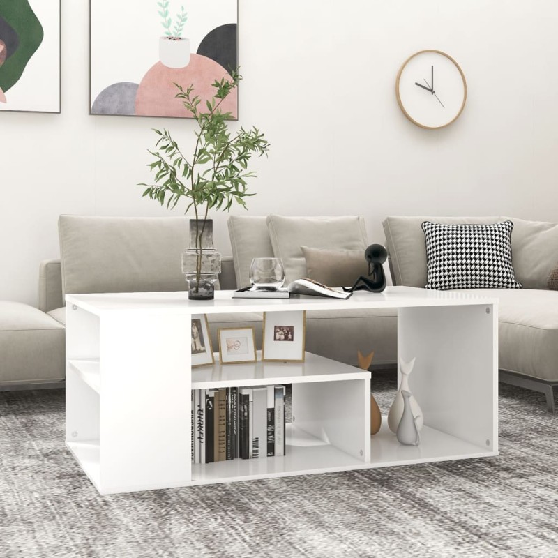 vidaXL Mesa de centro madera contrachapada blanco 100x50x40 cm vidaXL Mesa de centro madera contrachapada blanco 100x50x40 cm