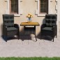 vidaXL Muebles de jardín 3 piezas ratán sintético negro madera acacia 