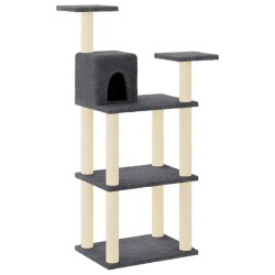 vidaXL Rascador para gatos con postes de sisal gris oscuro 119 cm