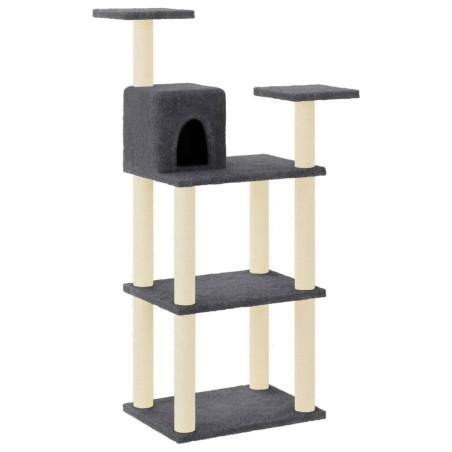 vidaXL Rascador para gatos con postes de sisal gris oscuro 119 cm