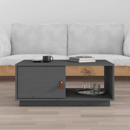 vidaXL Mesa de centro de madera maciza de pino gris 80x50x35,5 cm