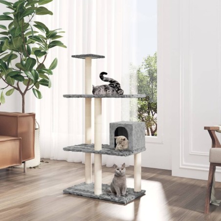 vidaXL Rascador para gatos con postes de sisal gris claro 119 cm