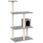 vidaXL Rascador para gatos con postes de sisal gris claro 119 cm