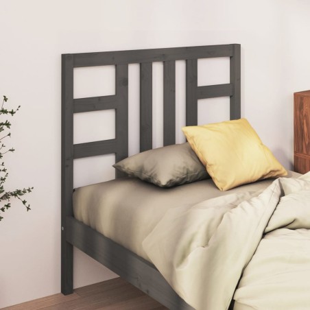vidaXL Cabecero de cama madera maciza de pino gris 96x4x100 cm