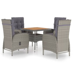 vidaXL Muebles de jardín 5 piezas ratán sintético gris madera acacia 