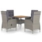 vidaXL Muebles de jardín 5 piezas ratán sintético gris madera acacia vidaXL Muebles de jardín 5 piezas ratán sintético gris madera acacia