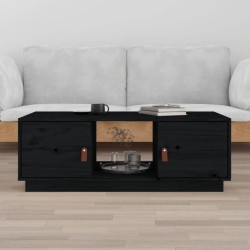 vidaXL Mesa de centro de madera maciza de pino negro 100x50x35 cm