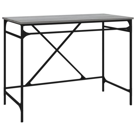 vidaXL Escritorio hierro madera contrachapada gris Sonoma 100x50x75 cm