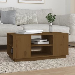 vidaXL Mesa de centro madera maciza de pino marrón miel 90x49x40,5 cm
