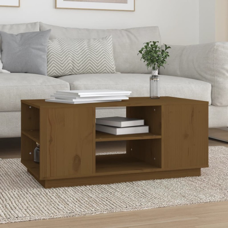 vidaXL Mesa de centro madera maciza de pino marrón miel 90x49x40,5 cm vidaXL Mesa de centro madera maciza de pino marrón miel 90x49x40,5 cm